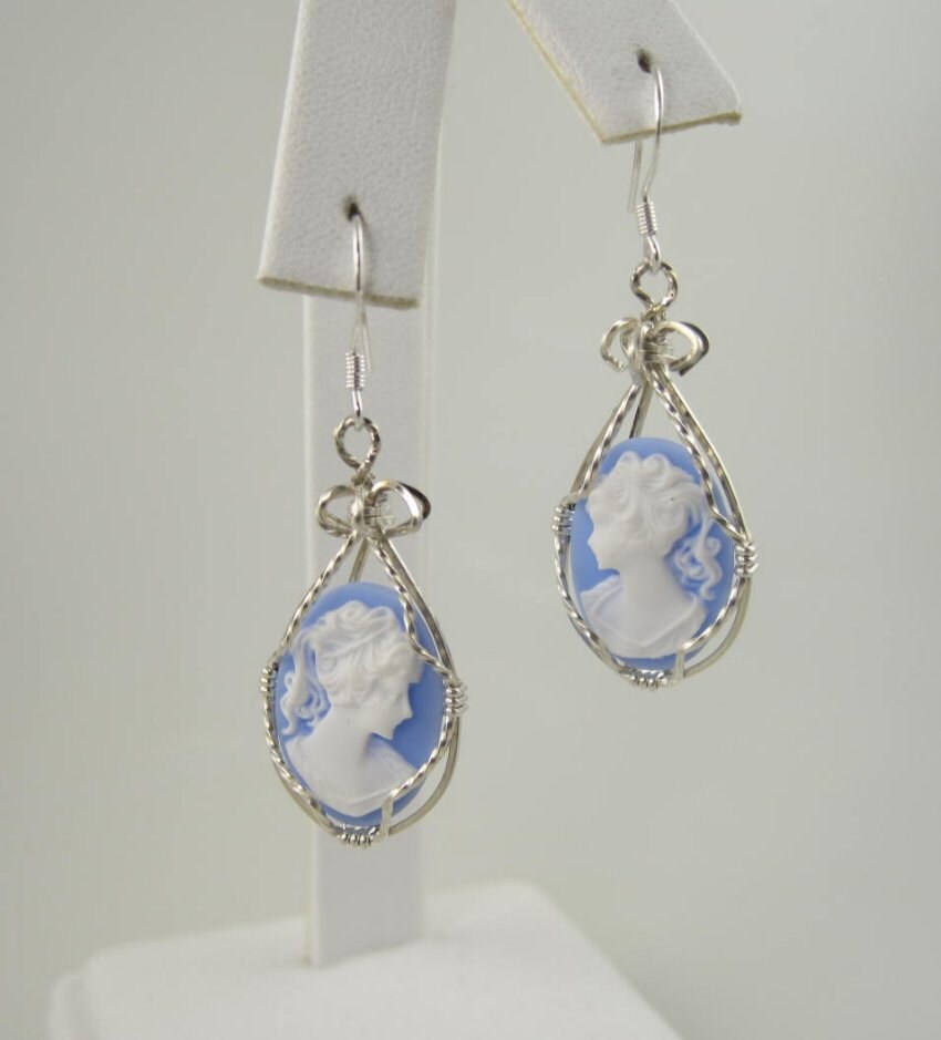 Wse-0115 Lady Cameo Ohrring Draht Gewickelt in Sterling Silber von inspiredcreationsco