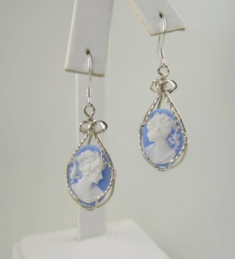 Wse-0115 Lady Cameo Ohrring Draht Gewickelt in Sterling Silber Wse-0115 Lady Cameo Ohrring Draht Gewickelt in Sterling Silber von inspiredcreationsco