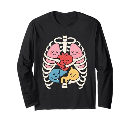 Lustige menschliche Anatomie Lächelnde Kinder Langarmshirt von internal organs of human body