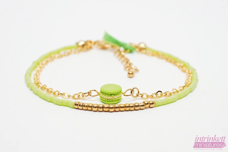 Pistaziengrün Miniatur Macarons Multilayered Perlen Boho Gold Armband Polymer Clay Schmuck Bunt Süße Geschenke Pistaziengrün Miniatur Macarons Multilayered Perlen Boho Gold Armband Polymer Clay Schmuck Bunt Süße Geschenke von intrinkett