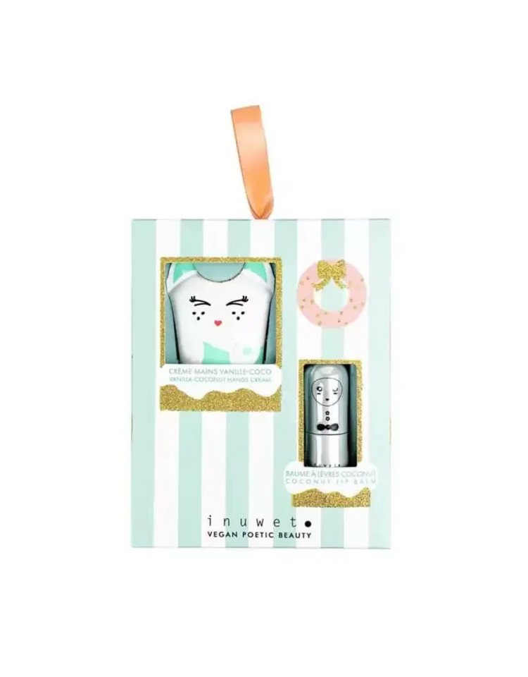 inuwet Feuchtigkeitspflege-Set Kleines Weihnachtsgeschenkset für Mädchen: Handcreme + Lippenbalsam Set, 2-tlg., vegan von inuwet