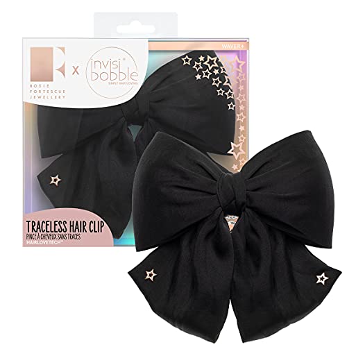 Invisibobble Waver Plus Bow Please Haarklammer I 1x Haarnadel Schwarze Schleife mit Sternchen I Haarschmuck Mädchen & Damen I Limited Collection Rosie Fortescue von invisibobble