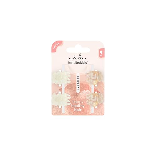 invisibobble Clipstar XS Petit Rainbow (4 Stück) – Haarspangen Set für Kinder & Erwachsene – Herz-Design in sanften Beige-Tönen – Haarkrebse für Mädchen, Jungen & alle, die verspielte Styles lieben von invisibobble