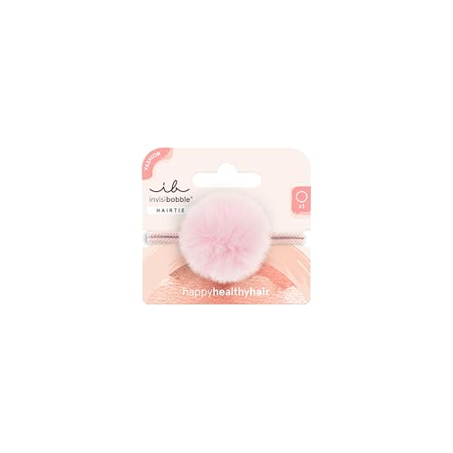 invisibobble HAIRTIE Poof Plush (1 Stück) – Flauschiger Haargummi für Mädchen & Damen – Kleines Haargummi als süßer Haarschmuck in Rosa – Sanfter Halt ohne Ziepen von invisibobble