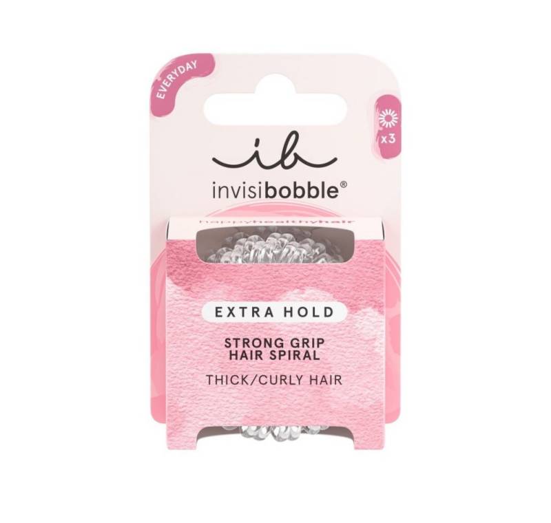 invisibobble Haargummi Haarband Extra Hold Crystal Clear 3 Stück von invisibobble