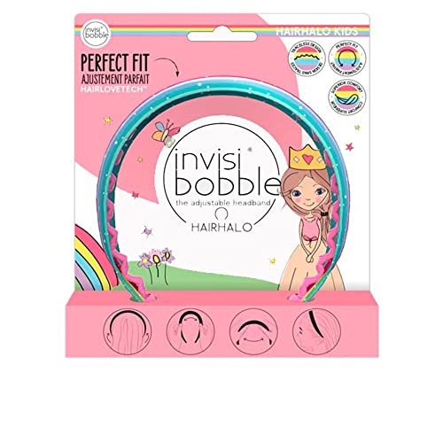 invisibobble Kids Hairhalo Haarreif Bunt I 1x verstellbarer Regenbogen Haarreifen Mädchen, weich, haarschonend und bequem I das Original designed im Herzen Münchens von invisibobble