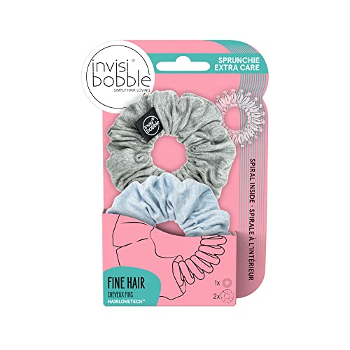 invisibobble Sprunchie Spiral Hair Ring - 2 Pack - Scrunchie Stylish Bracelet, Strong Elastic Grip Coil Accessories for Women - Gentle for Girls Teens and Thick Hair (Light as Feathers) von invisibobble