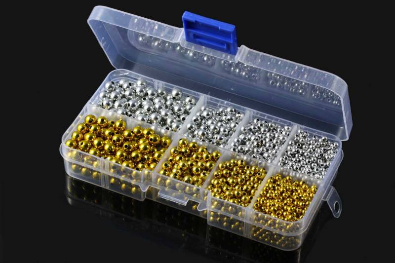 Kunststoffperlen Set, Ø 3/4/5/6mm, ca. 2.140 Stück in Box von inwaria