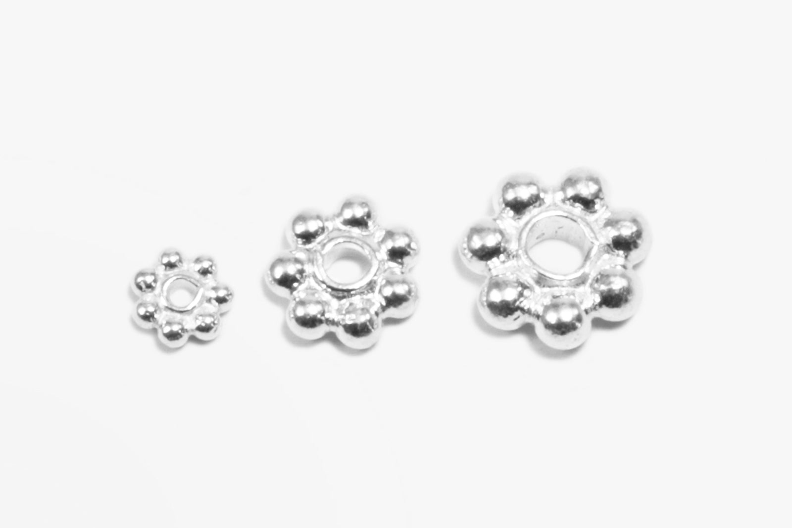 Perlen Blumen aus 925 Silber, Ø 3 / 5 / 6 mm von inwaria