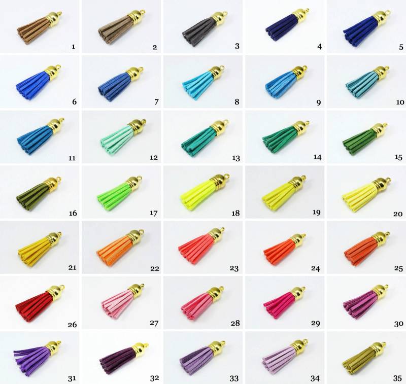 Quaste Anhänger mit goldfarbener Kappe, 35-40 mm von inwaria