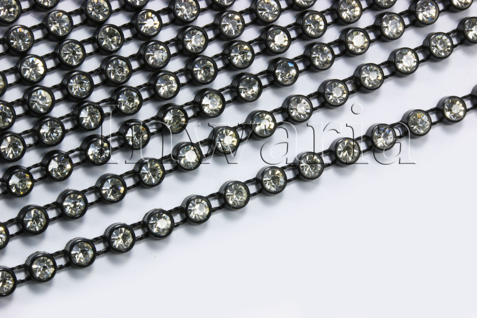 Strassband, echte Strass Steine, 1-reihig Schwarz / 50 cm von inwaria