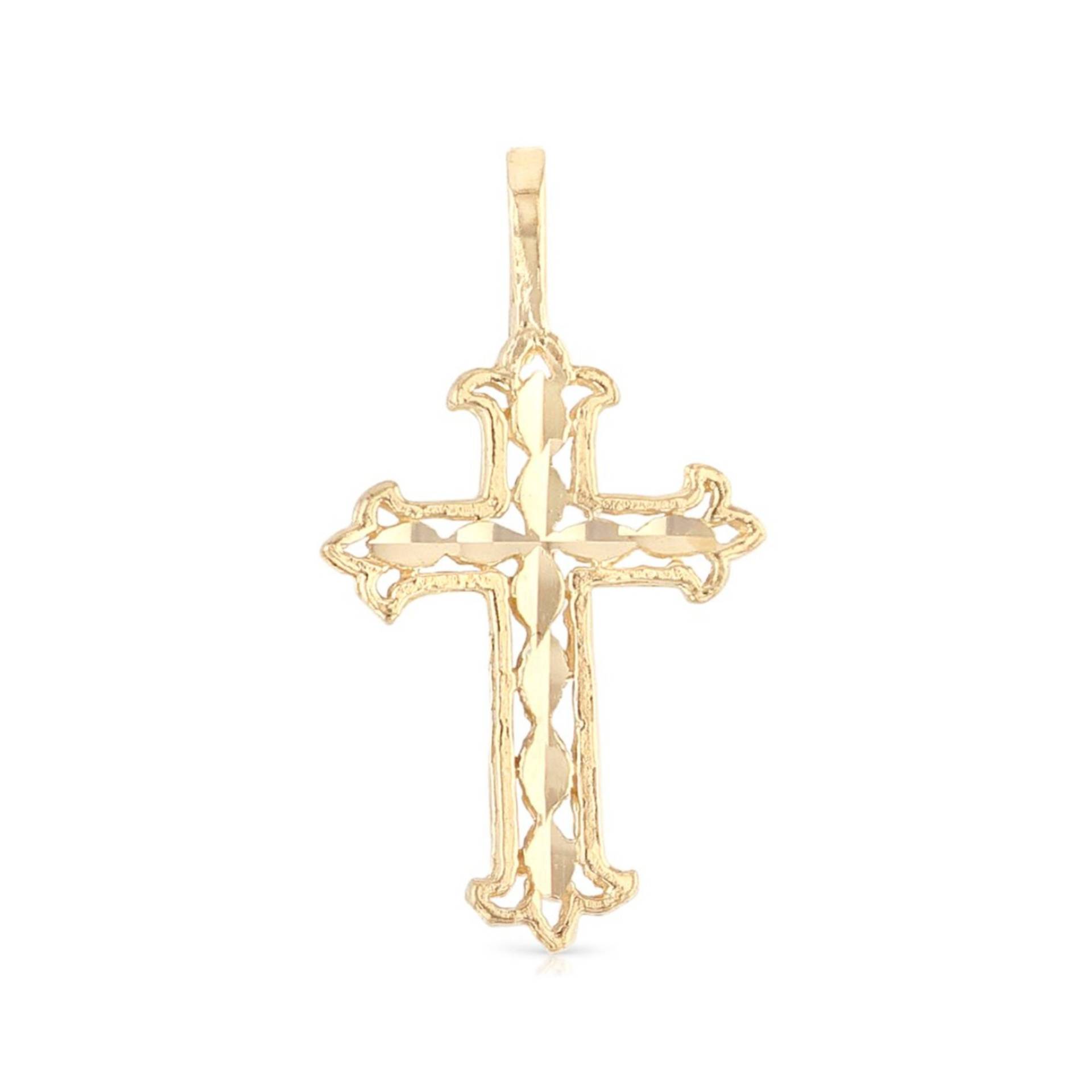 14K Gelb Gold Religiöser Kreuz Charm Anhänger Für Halskette Oder Kette, Glaube & Hoffnung Unisex Männer Frauen Alltag Tragen von iokajewelry