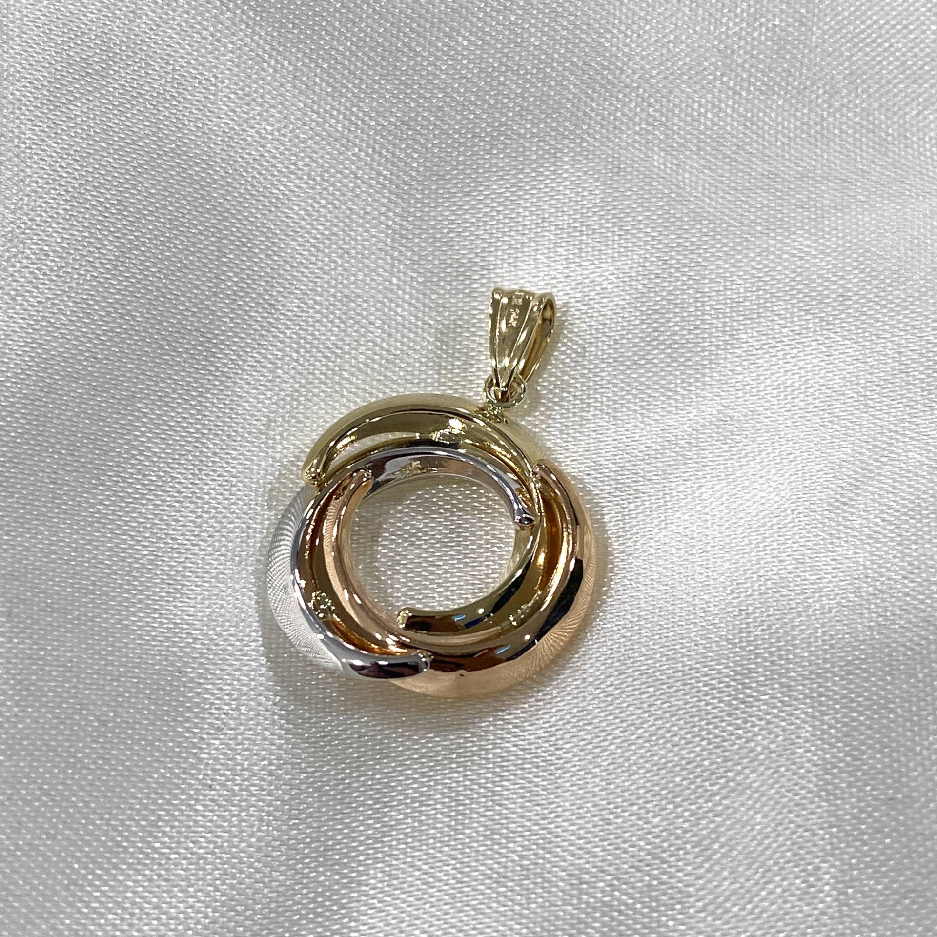 Echte 14K Tri Color Gold 3 Rund Unendlichkeit Liebe Knoten Charme Medium Anhänger Für Halskette Oder Kette von iokajewelry
