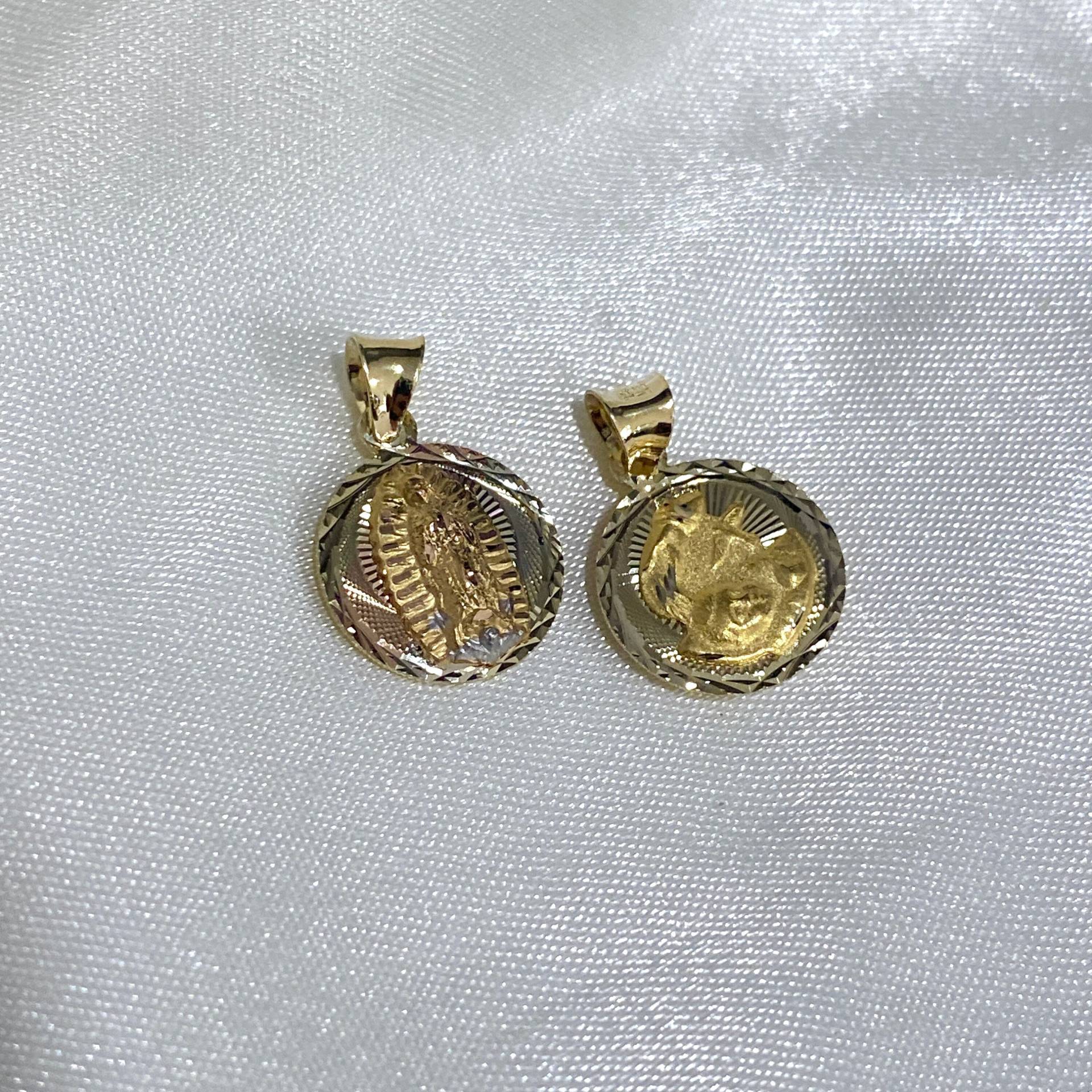 Echtes 14K Tri Color Gold Unsere Dame Von Guadalupe Doppelseitiger Stempel, Jungfrau Maria Taufe Religiöser Anhänger Für Halskette Oder Kette von iokajewelry