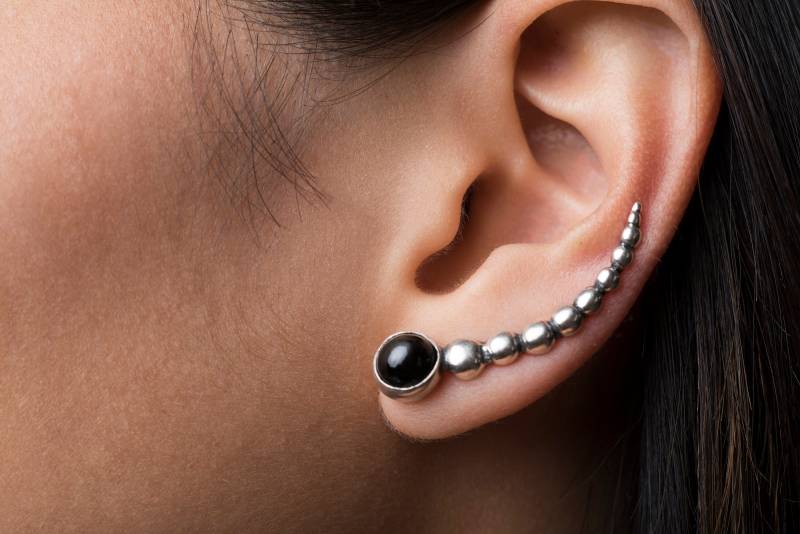 Stone Kletterer Ohrringe, Schwarzer Stern Edelstein, Edelstein Sterling Silber Schmuck, Bubbles Wurm Larve Pendientes Escaladores von iolitejewelry