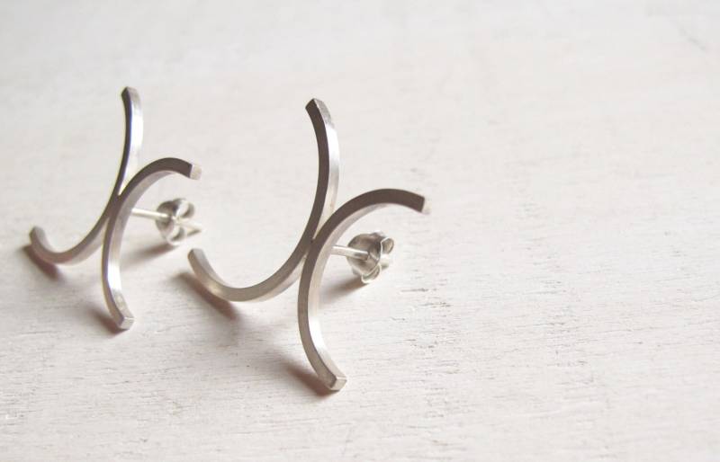 Ohrstecker, Sterling Silber Ohrringe, 925 Schmuck, Minimalist Handgemachte Iomiss, Moderne Ohrringe Ohrstecker, Sterling Silber Ohrringe, 925 Schmuck, Minimalist Handgemachte Iomiss, Moderne Ohrringe von iomiss