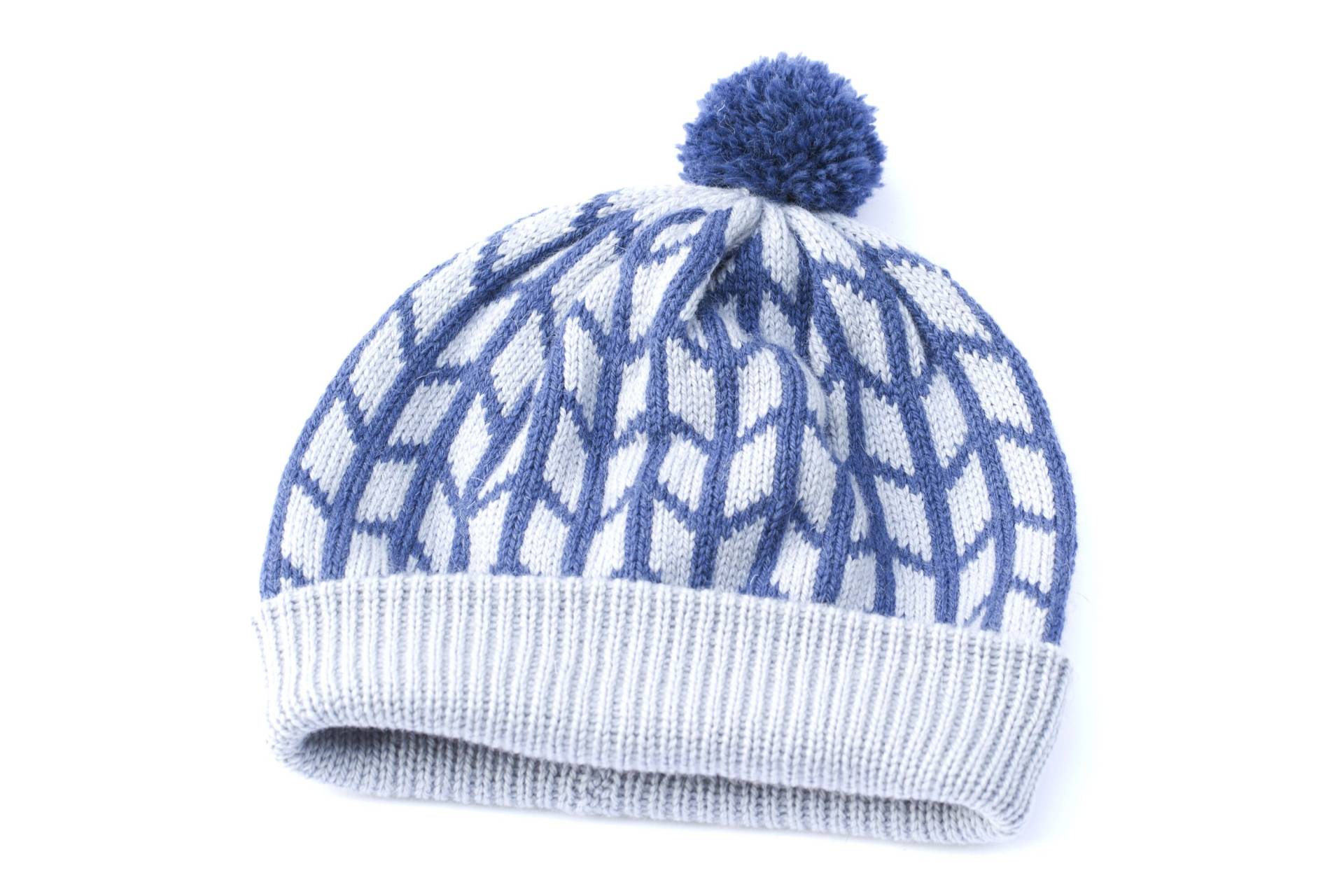 Blaue Beanie Mütze, Strickmütze Aus Wolle, Fair Isle von ionaKnitwear