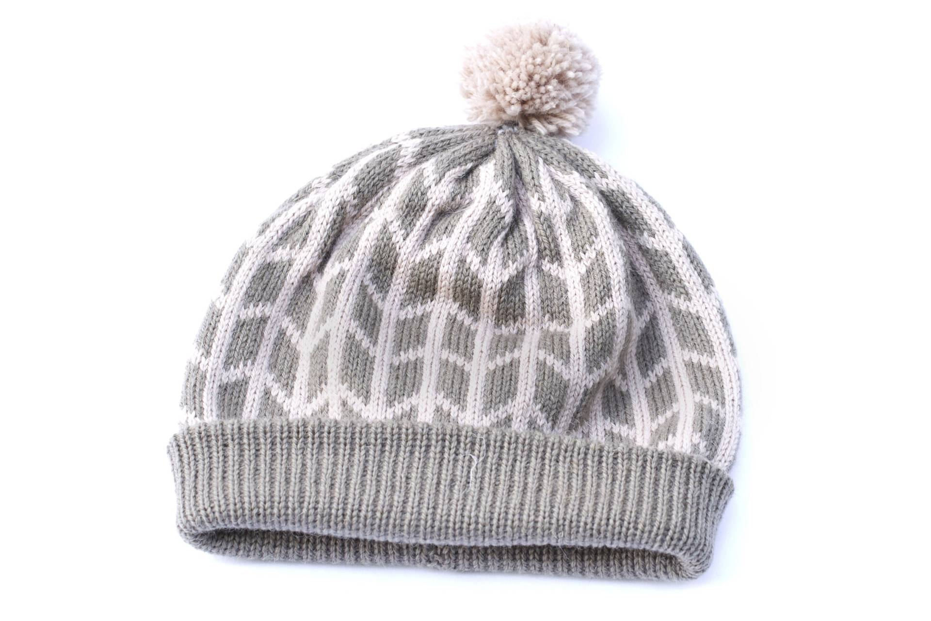 Salbei Grüne Beanie Mütze, Strickmütze Aus Wolle, Fair Isle von ionaKnitwear