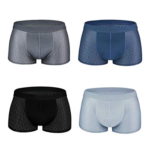 iooico Herren Boxershorts, Atmungsaktive Mesh Unterwäsche, Weiche Komfortable Unterhose 4er-Pack L von iooico