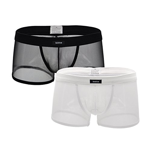 iooico Herren Boxershorts, weiche Mesh-Unterhose durchscheinende Unterwäsche 2BW X-Small (09M) von iooico