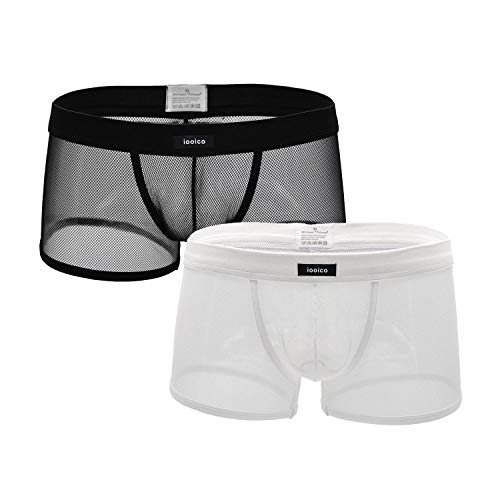 iooico Herren Boxershorts Elastizität Gittergewebe Unterhose Transparent Air 1.1 Unterwäsche L (192BW2XL) von iooico