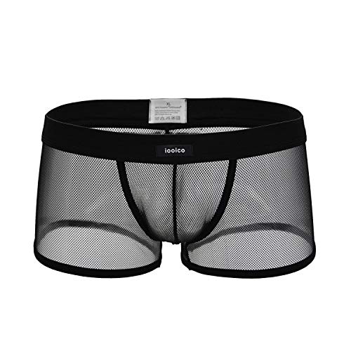 iooico Herren Boxershorts Elastizität Gittergewebe Unterhose Transparent Air 1.1 Unterwäsche S (191BL) von iooico