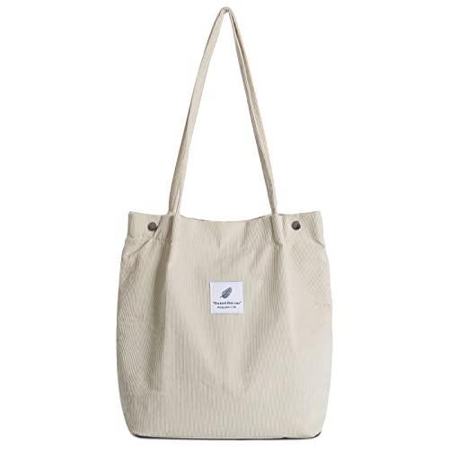 iophi Cord Tasche Damen Tote Bag, Cord Umhängetasche Damen Mode Handtasche Damen Beutel Lässige Stofftasche für Alltag, Büro, Schulausflug und Einkauf von iophi