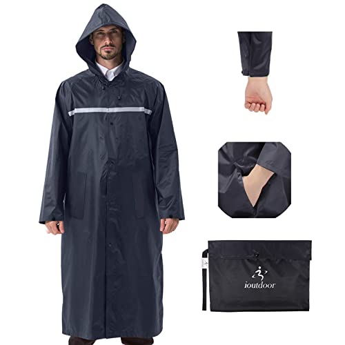 ioutdoor Products Regenponcho, wasserdicht XL, 2XL, 3XL für Frauen, Erwachsene, Männer, Junior(verbessertes Marineblau, 3XL) von ioutdoor