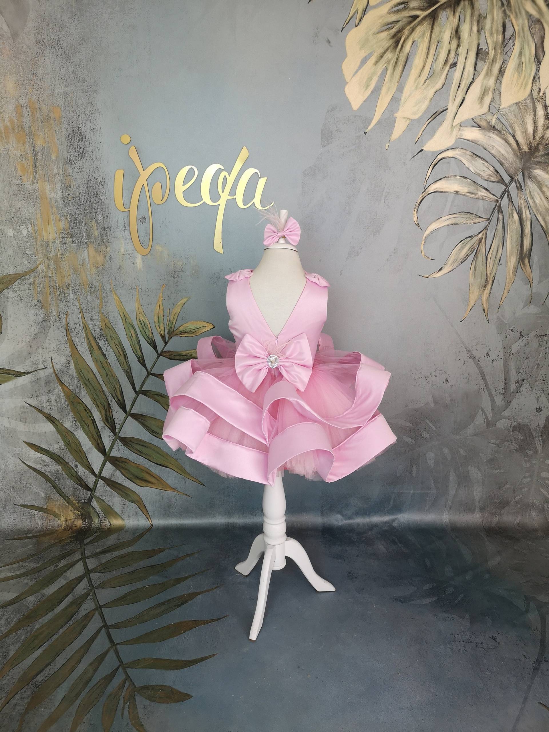 Rosa Baby Mädchen Kleid, 1. Geburtstag Kind Prom Couture Tutu Frock, Kleinkind Outfit, Blumen Kleid von ipeqa