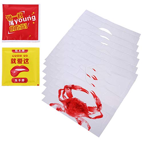 100 Stück Einweg-Poly-Krabben-Lätzchen aus Kunststoff Langusten-Lätzchen Hummerfeste Schützen Die Kleidung Ideal für Restaurants Meeresfrüchte Oder Langustenpartys von iplusmile