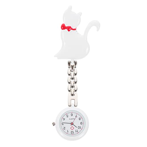 Uhren Niedliche Katze Clip auf Uhren Form Revers Pin auf Brosche Fob Uhren Runde Hängende Uhren zur Dekoration von iplusmile