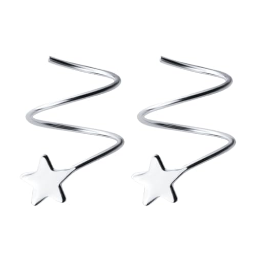 iplusmile 1 Paar Silber Ohrringe für Damen Hypoallergen Stern Ohrstecker Wellenförmige Fünfzackige Ohrhänger Ohraccessoires für von iplusmile