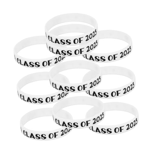 iplusmile 10 Stück Silikonarmbänder Class Of Stretch Abschlussparty Armbänder Weiß Langlebig Hautfreundlich für Gratulationen und Gemeinsame Feiern im Abschlussjahr von iplusmile