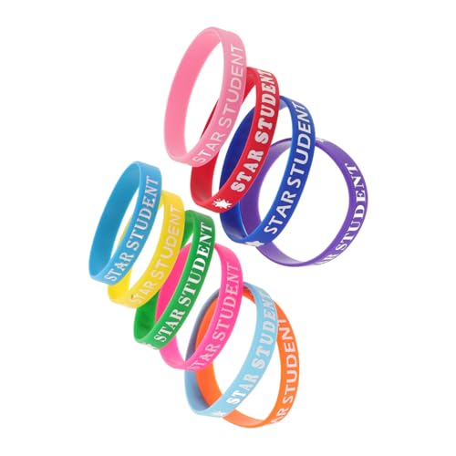 iplusmile 10 Stück Star Student Silikonarmbänder Farbige Belohnungsarmbänder Motivationsarmbänder für Schüler Klassenzimmer Belohnung Schulaktivitäten von iplusmile