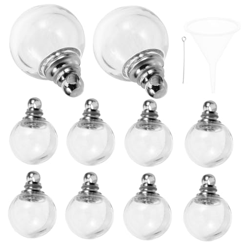 iplusmile 10 Stück Teiliges Glasball Anhänger Transparent mit Weißem Schraubverschluss Vielseitige DIY Mini Charms für Armbänder Halsketten Schmuckherstellung und Bastelbedarf von iplusmile