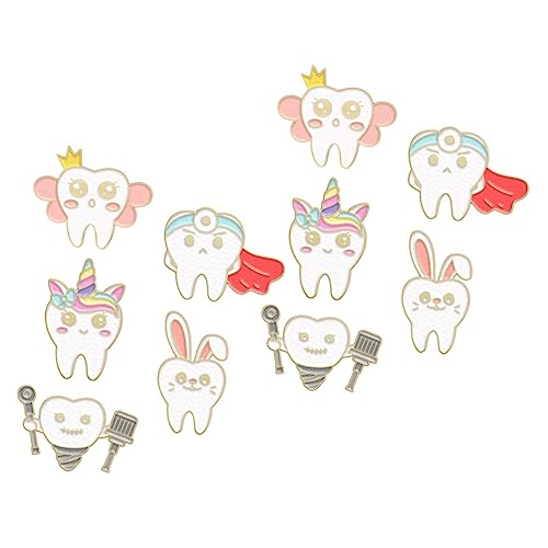 iplusmile 10 Stück Teiliges Metall Broschen Zahnmotiv Stilvolle Anstecknadeln für Anzüge Pullover Taschen Lustige Kleidung Accessoires Langlebige Geschenkidee für Freunde und Familie von iplusmile