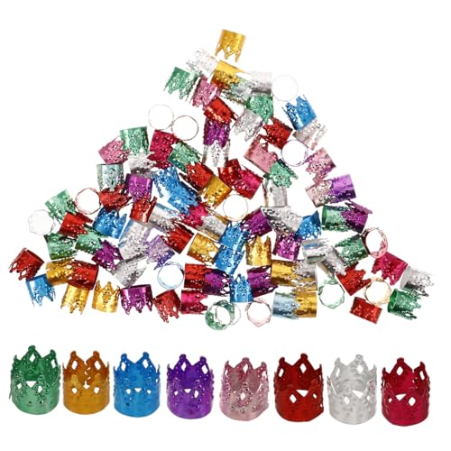 iplusmile 100 Stück Teiliges Dreadlocks Haarschmuck Aluminium Haarringe für Zöpfe Crown Shaped Hair Leicht und Langlebig für Haarverlängerungen und Flechtfrisuren von iplusmile