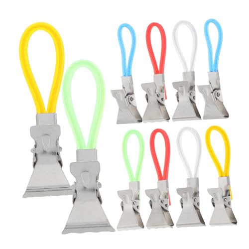 iplusmile 10Stücke Metall Handtuchklammern mit Dekorativem Hängeseil Wiederverwendbare Clips für Handtücher Geschirrtücher Strandtücher Vielseitig Einsetzbar von iplusmile