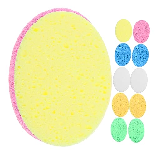 iplusmile 12 Stück Teiliges Ovaler Komprimierter Gesichtsschwämme aus Zellulose Sanftes Peeling und Make Up Entferner Hautfreundlich mit Hoher Saugfähigkeit für Gründliche Gesichtsreinigung von iplusmile
