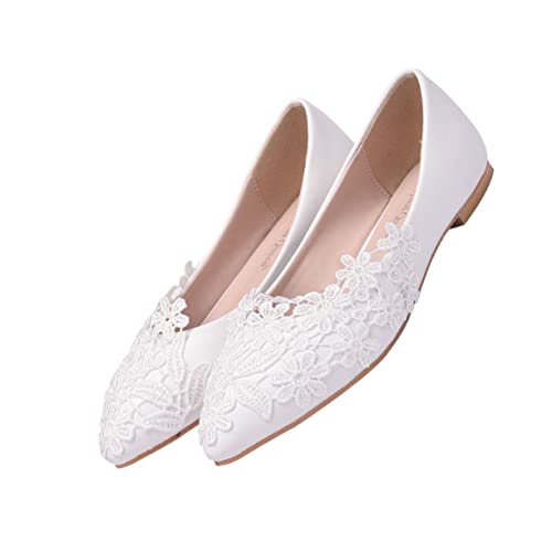 iplusmile 1Paar Hochzeitsschuhe Damen Spitze Elegant Weiß Bequeme Brautschuhe für Formale Anlässe für Partys Stilvolle Flache Damenschuhe iplusmile 1Paar Hochzeitsschuhe Damen Spitze Elegant Weiß Bequeme Brautschuhe für Formale Anlässe für Partys Stilvolle Flache Damenschuhe von iplusmile