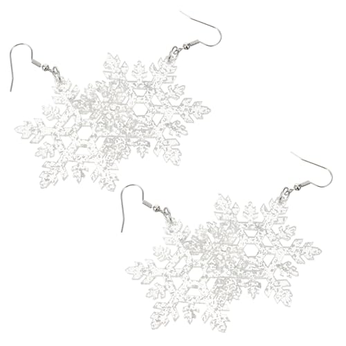 iplusmile 2 Paare Weihnachtsohrringe Damen Schneeflocken Ohrhänger Silber Glitzernde Sequin Ohrschmuck Festliche Accessoires für Frauen von iplusmile