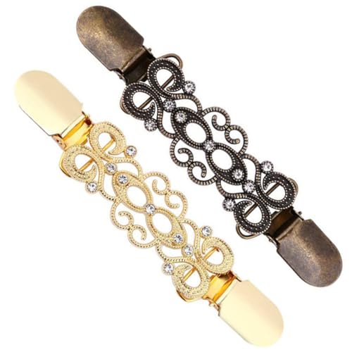 iplusmile 2 Stück Alloy Collar Clips Dekorative Strickjacken Verschlüsse Cardigan Clips für Damen Vielseitige Pullover und Hemdhalter Eleganter Schmuck für Offene Jacken Zufällige Farbe von iplusmile