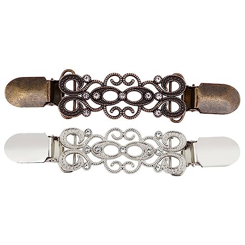 iplusmile 2 Stück Alloy Collar Clips und Kreative Strickjacken Clips mit Funkelndem Design Vielseitiger Cardigan Verschluss für Damen Stilvolles Accessoire für Pullover und Zufällige Farbe von iplusmile