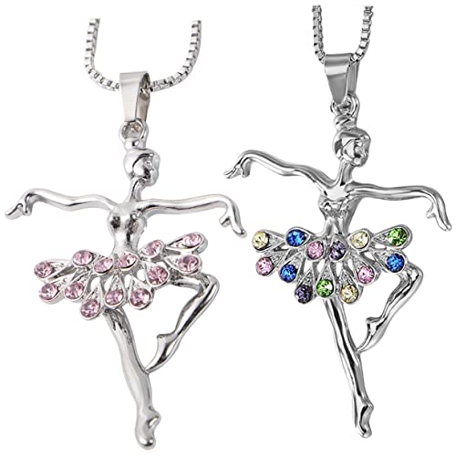 iplusmile 2 Stück Ballerina Halskette Teiliges mit Strassbesatz Leichtes Hautfreundliches Mädchen Schmuck Modischer Anhänger für Damen und Mädchen Komfortable Clavicle Kette von iplusmile