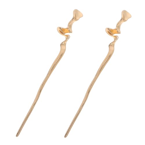 iplusmile 2 Stück Chinesische Haarnadel Teiliges Metall Haarschmuck mit Geometrischem Wellen Design Stabile Haarnadeln für Damen Eleganter Haarstab für Festes Styling und Hochsteckfrisuren von iplusmile
