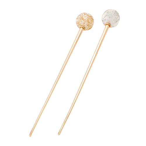 iplusmile 2 Stück Einfache Haarstäbe mit Resin Kugel Gold und Silber Haarnadeln Stylische Haarschmuck für Damen Sicherer für Dutt und Alltag Schmuck für Hochzeit und Party von iplusmile