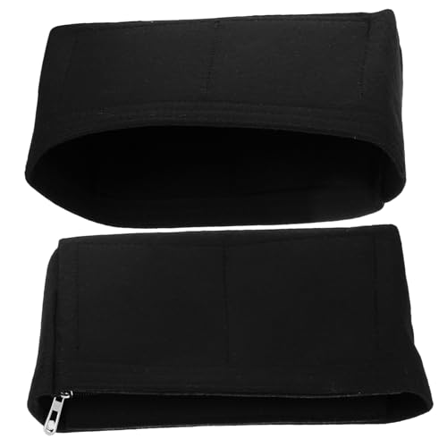 iplusmile 2 Stück Filz Handtaschen Organizer Teilig Robuste Innentaschen mit Reißverschluss und Offener Aufbewahrung Kleine Kosmetik und Tote Organizer Einlagen für Damen Schwarz Vielseitig von iplusmile