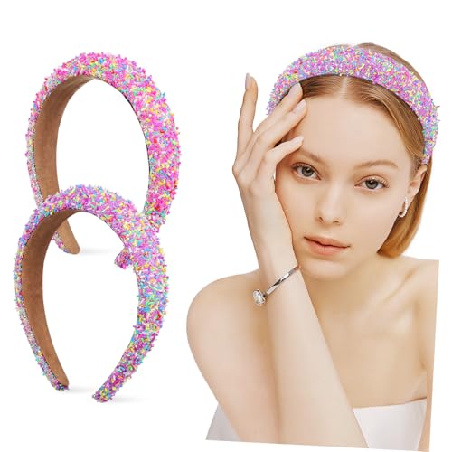 iplusmile 2 Stück Gepolsterte Haarbänder für Damen Rutschfest Farbenfrohes Party Haarschmuck Geeignet für Frauen Männer und Jugendliche Langlebig und Vielseitig Kombinierbar von iplusmile