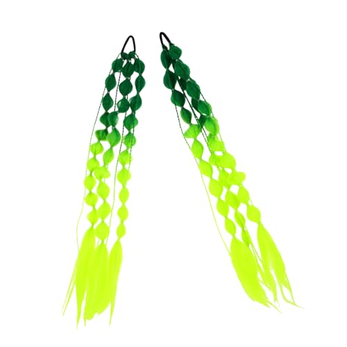 iplusmile 2 Stück Gradient Bubble Ponytail Haarverlängerung Teiliges Handgefertigt mit Elastischem Haargummi Farbverlauf Grün für Mädchen Festival Karneval Party Accessoire von iplusmile