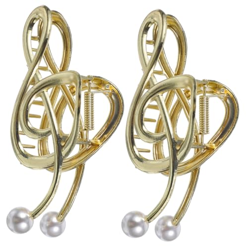 iplusmile 2 Stück Großer Metallischer Haarklammer Clip mit Perlen Musiknoten Design Haarklammer für Frauen Minimalistisches Griffbereites Haarstyling Komfortabel und Modisch Goldfarben von iplusmile